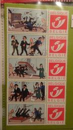 Blad 5 postzegels Kuifje - Het bed en de Duponds (t) - Hergé, Nieuw, Ophalen of Verzenden, Plaatje, Poster of Sticker, Kuifje