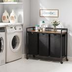 wasmand op wieltjes | 3 vakken | zwart | 120 L | Nieuw, -, Verzenden, Zwart, -