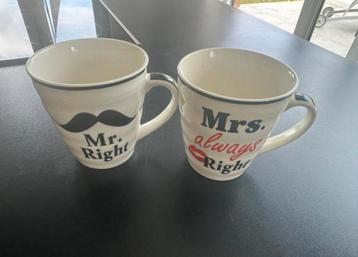Set de 2 tasses assorties “Mr.” & “Mrs.” beschikbaar voor biedingen