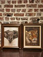 Set van 2 schilderijen met dierenprent, Comme neuf, Enlèvement ou Envoi