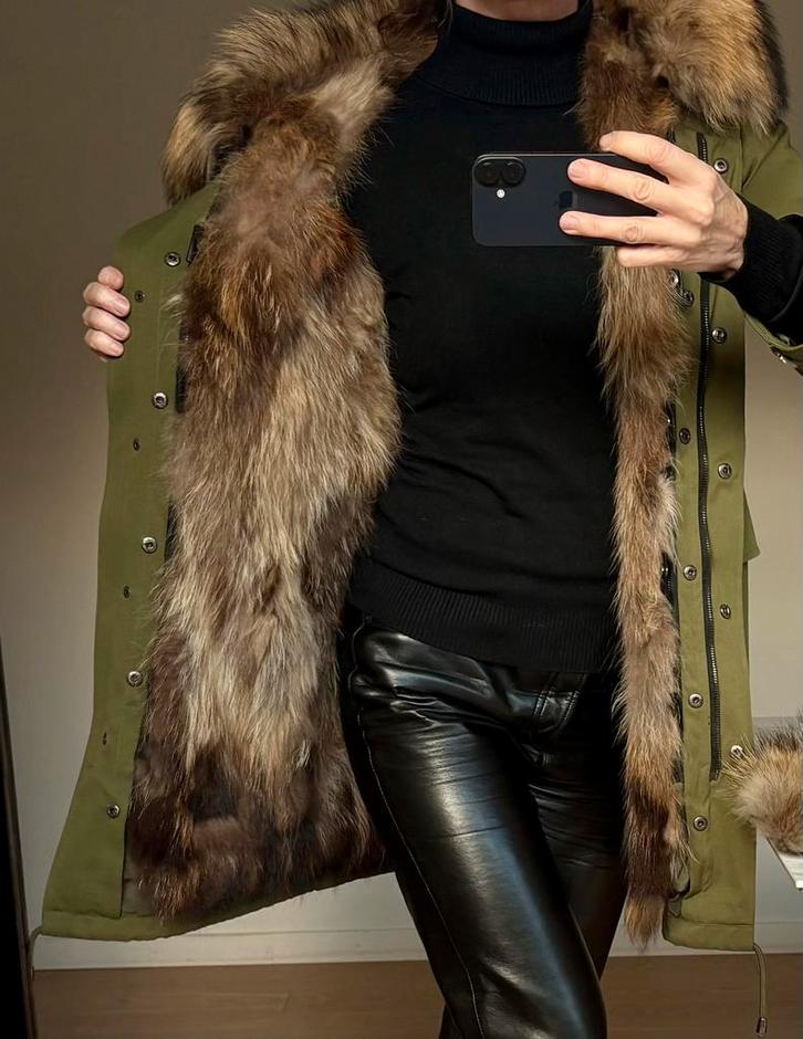 Parka doublée fourrure de renard, Vêtements | Femmes, Vestes | Hiver, Comme neuf, Taille 38/40 (M), Vert, Enlèvement