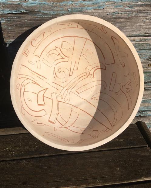 Vintage fifties aardewerken kom met sanguine deco, Antiek en Kunst, Antiek | Keramiek en Aardewerk, Ophalen of Verzenden