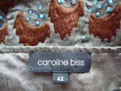 Caroline Biss bruin rokje met pareltjes en borduursels, Kleding | Dames, Rokken, Nieuw, Maat 42/44 (L), Overige kleuren, Knielengte