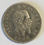 Italië, 1 lire 1863, Postzegels en Munten, Ophalen of Verzenden, Italië, Losse munt, Zilver