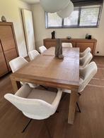 Eiken (gezandstraalde) eetkamertafel 1m op 220m, Huis en Inrichting, Tafels | Eettafels, Ophalen, Gebruikt, Eikenhout, Vijf personen of meer