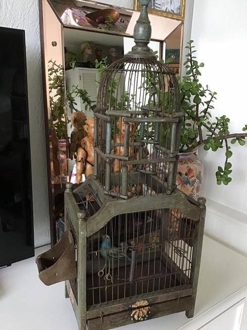 Belle cage à oiseaux en bois victorienne ancienne  1900, Antiquités & Art, Curiosités & Brocante, Enlèvement ou Envoi