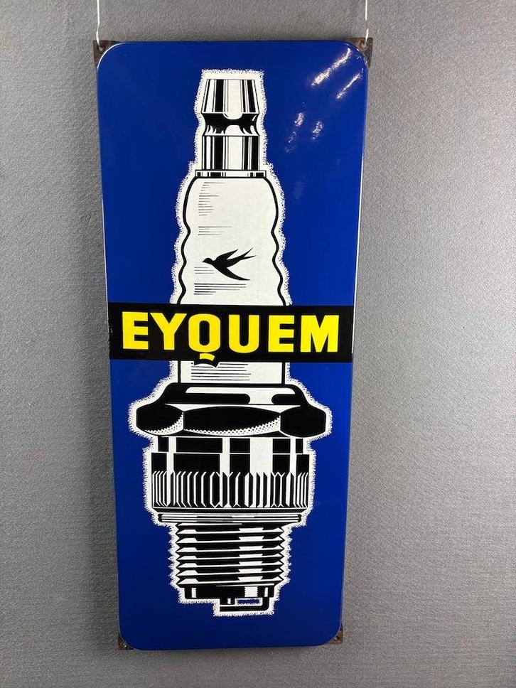 Origineel oud emaille reclamebord eyquem bougies 88 x 35 cm, Verzamelen, Merken en Reclamevoorwerpen, Zo goed als nieuw, Reclamebord