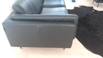 canapé en cuir noir. Très grand fauteuil 3-personnes., Enlèvement, Comme neuf