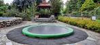 Inbouw trampoline (diam. 430 cm) + grote houten speeltoren, Ophalen, Gebruikt