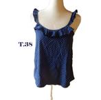 (51)- top femme t.38 bleu blanc - yessica -, Maat 38/40 (M), Blauw, Yessica, Ophalen of Verzenden