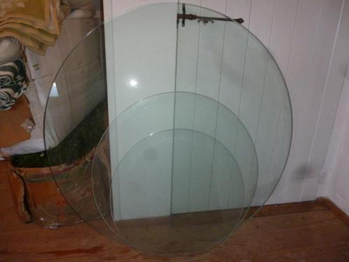 Glazen tafelblad blad voor op een tafel in glas rond glas, Doe-het-zelf en Bouw, Glas en Ramen, Ophalen