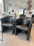 2 zwarte fauteuil stoelen leer, Minder dan 75 cm, Gebruikt, Leer, 50 tot 75 cm