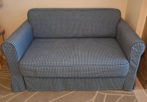 Blauwe 2-zits slaapbank Hagalund, Huis en Inrichting, Zetels | Zetels en Chaises Longues, Zo goed als nieuw, Tweepersoons, Minder dan 150 cm
