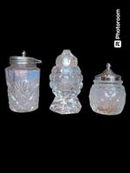 Antieke (zout)potjes 3x glas, Antiek en Kunst, Antiek | Glaswerk en Kristal, Ophalen