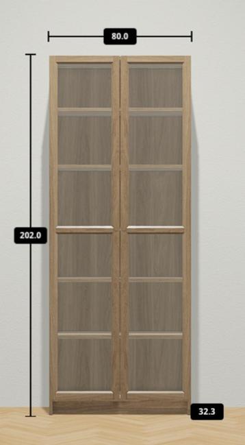 billy boekenkast eikenpatroon met vitrinedeuren beschikbaar voor biedingen