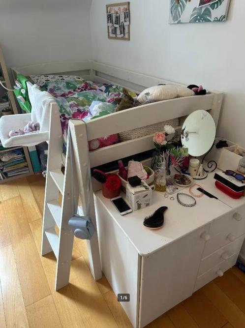 Halfhoog kinderbed + ingebouwd dressoir!, Kinderen en Baby's, Kinderkamer | Stapelbedden en Hoogslapers, Gebruikt, Hoogslaper