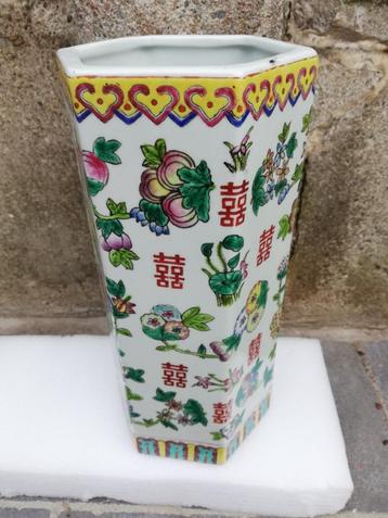 Vase à pinceaux chinois en porcelaine chinoise China Stamp Q, Envoi