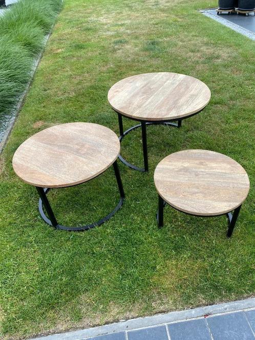 Bijzettafels, Huis en Inrichting, Tafels | Bijzettafels, Zo goed als nieuw, Rond, 45 tot 60 cm, Minder dan 55 cm, Hout, Ophalen