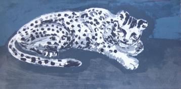 YUTAKA SONE / SNOW LEOPARD / KLEURZEEFDRUK / 28x57cm / SIG beschikbaar voor biedingen