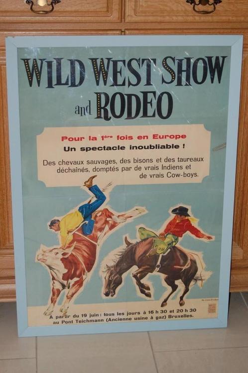 Affiche ancienne - Wild West Show & Rodeo - Cowboys - Bruxel, Collections, Cinéma & Télévision, Utilisé, Enlèvement