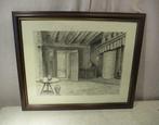 Mooie Tekening 'In de Huiskamer' - Delbaere, Ophalen of Verzenden