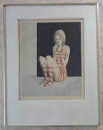 ROLAND DEVOLDER / STREEPJESPAK / ETS + AQUAREL / 81x63cm KAD, Antiek en Kunst, Ophalen