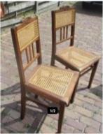 2 Mooie Antieke Stoelen in hout en riet, Ophalen