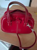 Rode lederen handtas. L:21cm, B:25, Handtassen en Accessoires, Tassen | Reistassen en Weekendtassen, Ophalen
