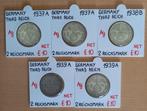 5x   2 REICHSMARK   DUITSLAND     ZILVER    € 50, Ophalen of Verzenden, Duitsland, Losse munt, Zilver