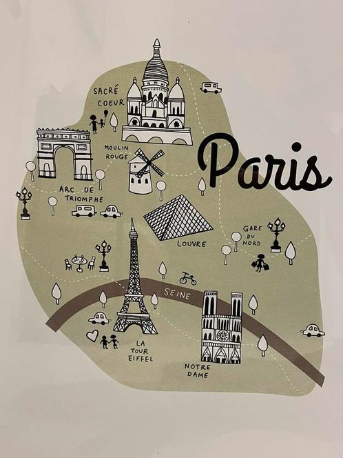 3x Cadres déco - images "Big City" Paris - London - New York, Huis en Inrichting, Woonaccessoires | Lijsten, Gebruikt, Metaal of Aluminium