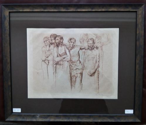 Frank Brangwyn 1867-1956 "group of male workers" gesigneerd, Antiek en Kunst, Kunst | Etsen en Gravures, Ophalen