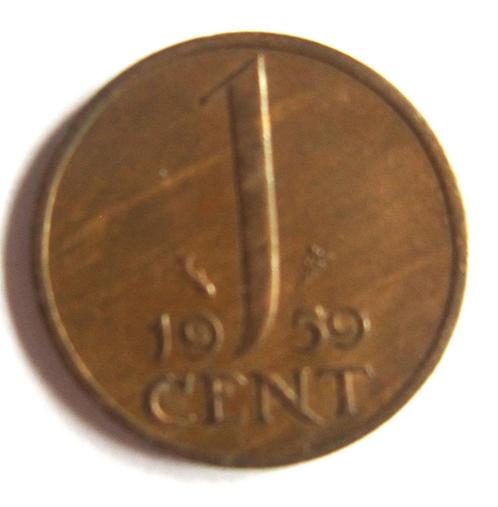 Pièce monnaie PAYS-BAS - 1 cent - 1959, Timbres & Monnaies, Monnaies | Pays-Bas, Monnaie en vrac, 1 centime, Reine Juliana, Envoi