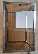 Vintage salontafel met glas in bruin fumee, Huis en Inrichting, Ophalen, Minder dan 50 cm, Gebruikt, 50 tot 100 cm
