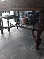 Top Engelse tafel met 6 bewerkte leren stoelen met glas, Huis en Inrichting, Ophalen, 50 tot 100 cm, 50 tot 100 cm, Zo goed als nieuw