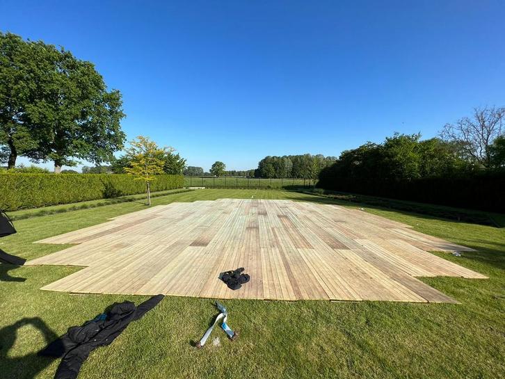 Houten vlondervloer/tentvloer te koop, Bricolage & Construction, Bois & Planches, Enlèvement