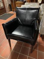4 bijna nieuwe  ZWARTE LEDEREN ARMSTOELEN - EETKAMERSTOELEN, Huis en Inrichting, Ophalen, Zo goed als nieuw