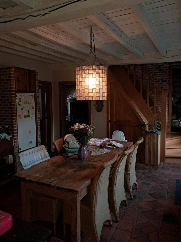 Capiz shell luster, Huis en Inrichting, Lampen | Lampenkappen, Zo goed als nieuw, Ophalen