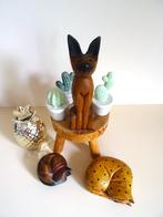 3 houten beeldjes, katten. Handmade, Indonesië, Ophalen of Verzenden, Gebruikt, Hond of Kat, Beeldje of Figuurtje