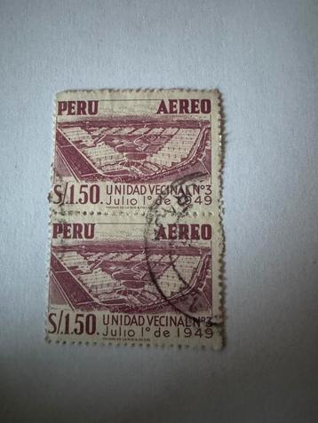 Peru-postzegels 1949 luchtlucht-stedelijke eenheid x2 beschikbaar voor biedingen