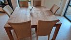 Teakhouten tafel met 6 Loom stoelen, Huis en Inrichting, Ophalen, Zo goed als nieuw