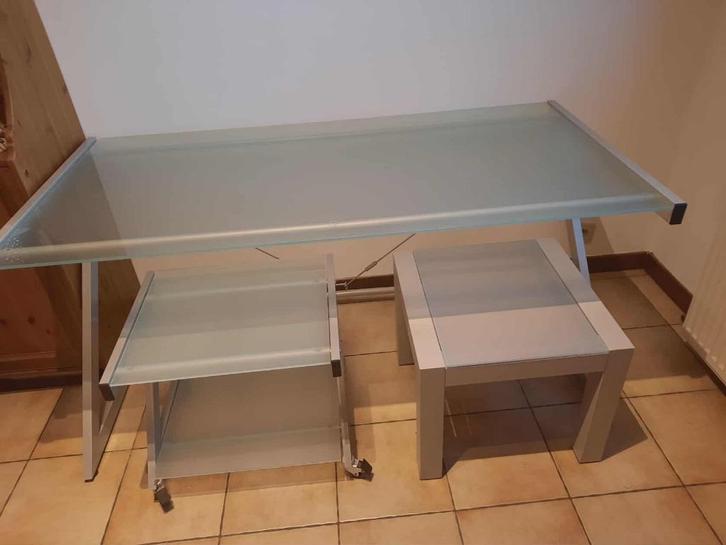 Bureautafel + bijzettafeltjes + bureaustoel, Huis en Inrichting, Bureaus, Zo goed als nieuw, Bureau, Ophalen