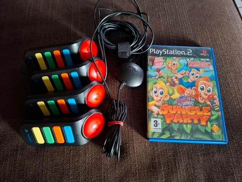 PS2 Buzz 4 x buzzers + Buzz  jungle party (compleet), Games en Spelcomputers, Games | Sony PlayStation 2, Zo goed als nieuw, Ophalen of Verzenden