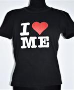 T-shirt / shirt met tekst vooraan : "I Love Me" / M / zwart, Comme neuf, Manches courtes, Noir, Taille 38/40 (M)