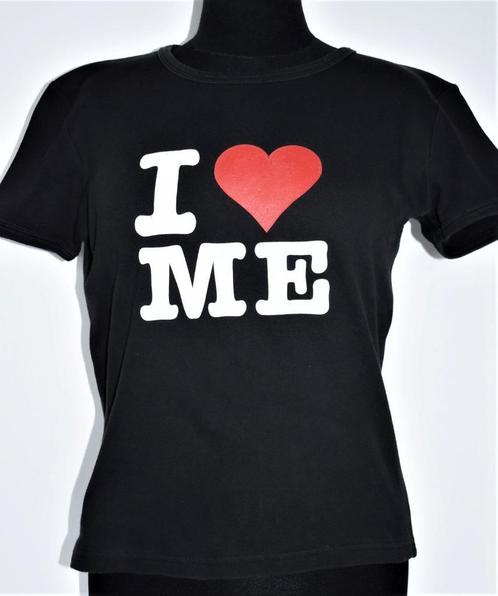 T-shirt / shirt met tekst vooraan : "I Love Me" / M / zwart, Vêtements | Femmes, T-shirts, Comme neuf, Taille 38/40 (M), Noir