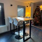 Hoge tafel met barkrukken, Huis en Inrichting, Tafels | Statafels, Ophalen, In hoogte verstelbaar, Zo goed als nieuw