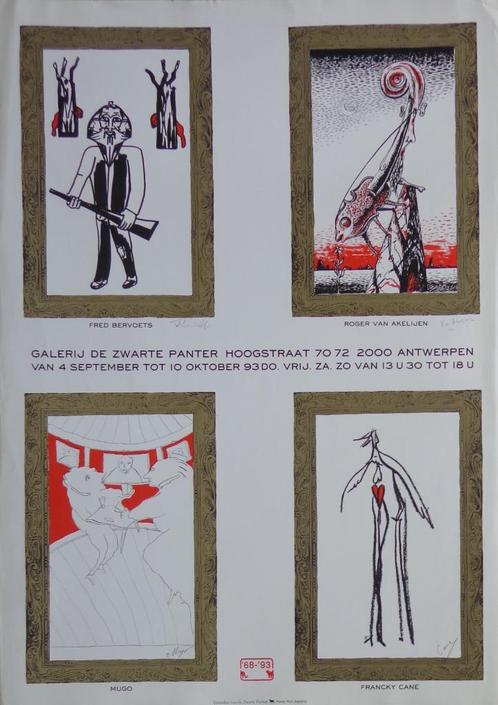 FRED BERVOETS + VAN AKELYEN + MUGO + CANE / ZEEFDRUK 93x66cm, Antiek en Kunst, Kunst | Litho's en Zeefdrukken, Ophalen of Verzenden