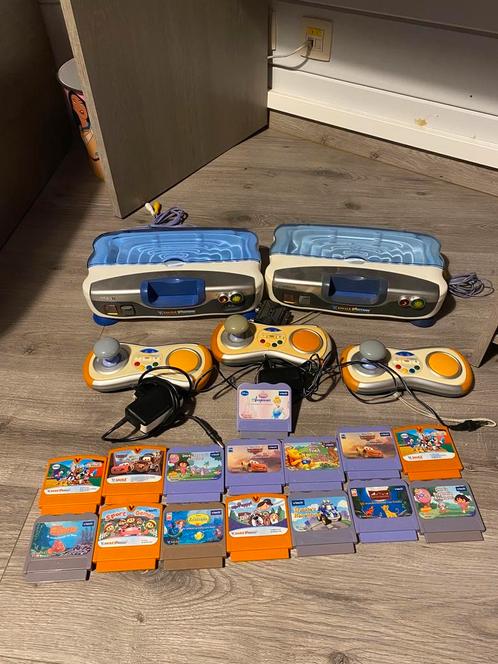 2 vtech spelcomputers + spelletjes + 3 controllers, Games en Spelcomputers, Spelcomputers | Nintendo Consoles | Accessoires, Gebruikt