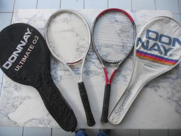 Donnay tennisrackets (2) + (2 grote hoezen). M beschikbaar voor biedingen