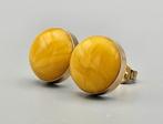 Gouden vintage oorbellen met eggyolk barnsteen. 2025/117, Handtassen en Accessoires, Oorbellen, Geel, Ophalen of Verzenden, Zo goed als nieuw
