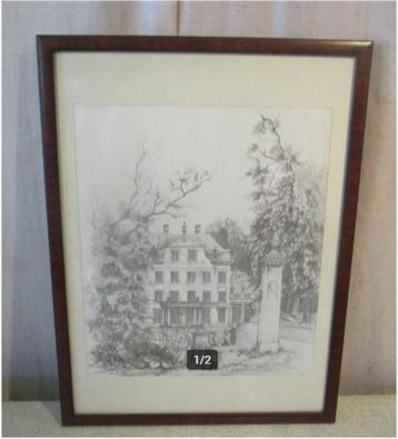 Beau dessin ancien « Château avec jardin » - Dries de Bock, Enlèvement ou Envoi